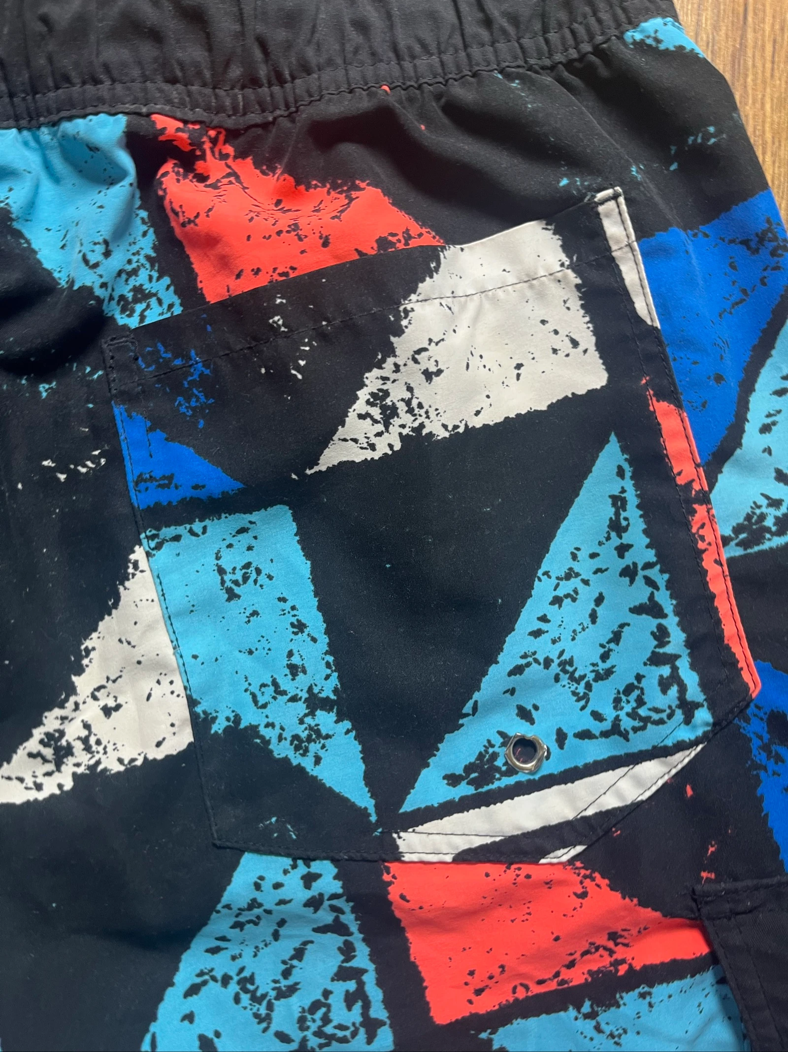 Black boardshorts with geometric palm tree triangle print - Sun Project - Size M - very good condition – photo 9